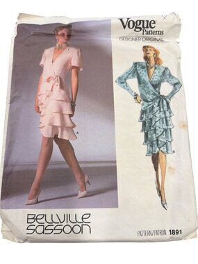 Vogue Patterns Bellville Sassoon 1891 Misses Designer Ruffled Dress Sewing Patte